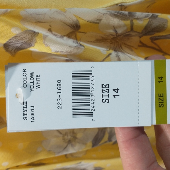 R&K Women's Maxi Sleeveless Dress 14 Floral Yellow Dots W-360 - Picture 3 of 6